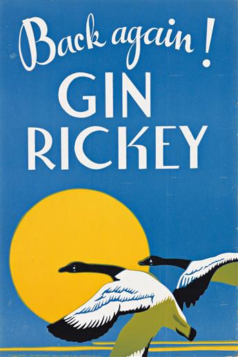 DESIGNERS UNKNOWN.  [GIN COCKTAILS.] Group of 5 window cards. Circa 1946. Each 17¾x12 inches, 45x30½ cm. Kelly-Read & Co., Rochester.